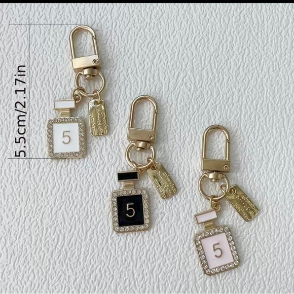 New Rhinestone Perfume Keychain/Purse Charm in Black - Picture 8 of 9